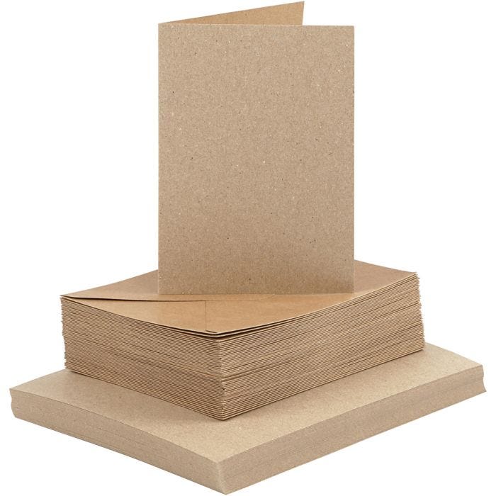 Karten &amp; Kuverts, Kartengröße 10,5x15 cm, Umschlaggröße 11,5x16,5 cm, 120+240 g, Natur, 50Set/ 1 Pck