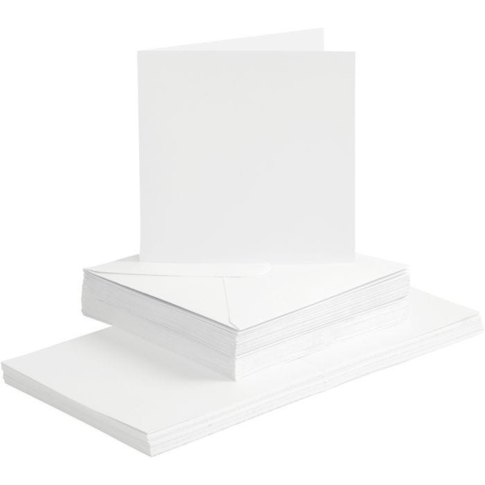 Karten &amp; Kuverts, Kartengröße 15x15 cm, Umschlaggröße 16x16 cm, 120+240 g, Weiß, 50Set/ 1 Pck