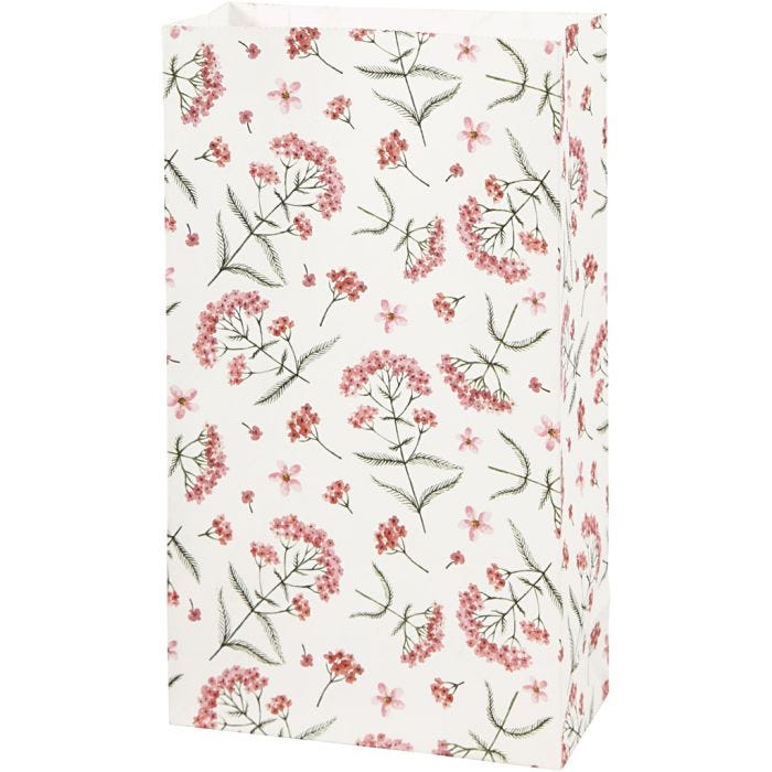 Papiertüten, Blumen, H 21 cm, Größe 6x12 cm, 80 g, 8Stk/ 1 Pck