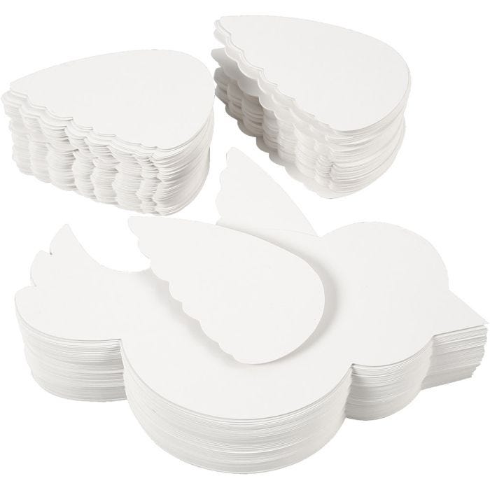 Vogel, L 25 cm, 400 g, Weiß, 100 Set/ 1 Pck