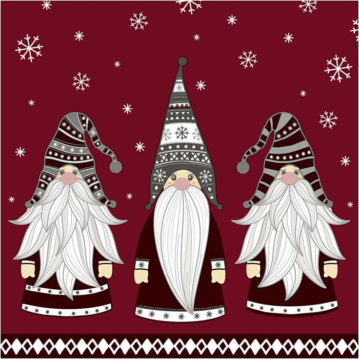Papierservietten, Wichtelmänner, Größe 33x33 cm, 20 Stk/ 1 Pck