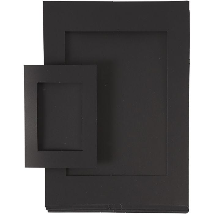 Passepartout-Rahmen, Größe A4+A6, 180 g, Schwarz, 2x60 Stk/ 1 Pck