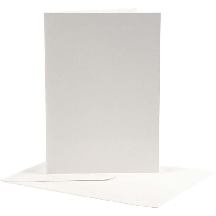 Karten &amp; Kuverts, Kartengröße 12,5x17,5 cm, Umschlaggröße 14x19 cm, Naturweiß, 10 Set/ 1 Pck