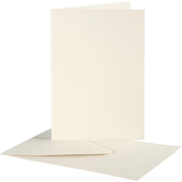 Karten &amp; Kuverts, Kartengröße 10,5x15 cm, Umschlaggröße 11,5x16,5 cm, Naturweiß, 10 Set/ 1 Pck