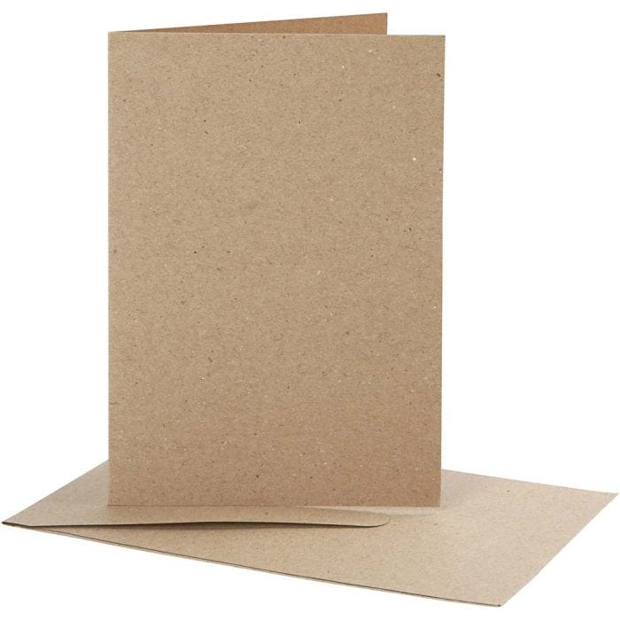 Karten &amp; Kuverts, Kartengröße 10,5x15 cm, Umschlaggröße 11,5x16,5 cm, Natur, 10 Set/ 1 Pck