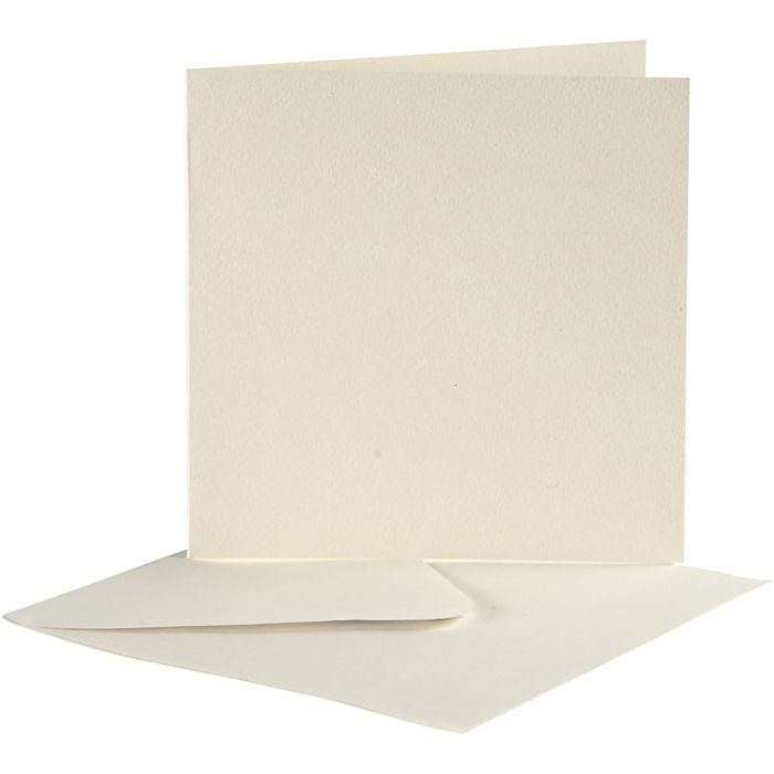 Karten &amp; Kuverts, Kartengröße 12,5x12,5 cm, Umschlaggröße 13,5x13,5 cm, Naturweiß, 10Set/ 1 Pck