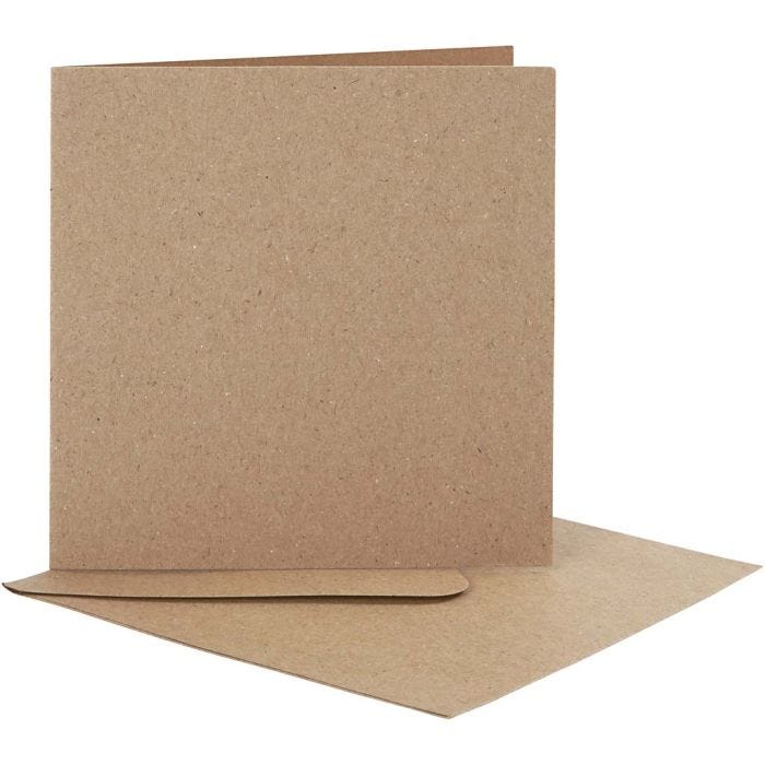 Karten &amp; Kuverts, Kartengröße 12,5x12,5 cm, Umschlaggröße 13,5x13,5 cm, Natur, 10 Set/ 1 Pck