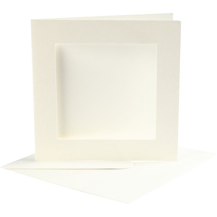 Passepartout-Karten mit Kuvert, Kartengröße 12,5x12,5 cm, Umschlaggröße 13,5x13,5 cm, Naturweiß, 10 Set/ 1 Pck