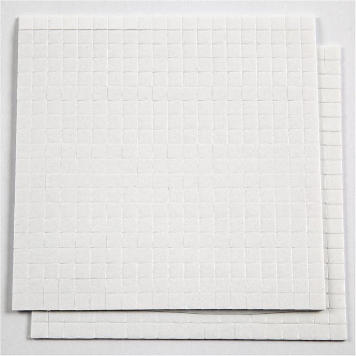 3D-Klebepads, Größe 5x5 mm, Dicke 1 mm, Weiß, 2x400 Stck., 2 Bl./ 1 Pck