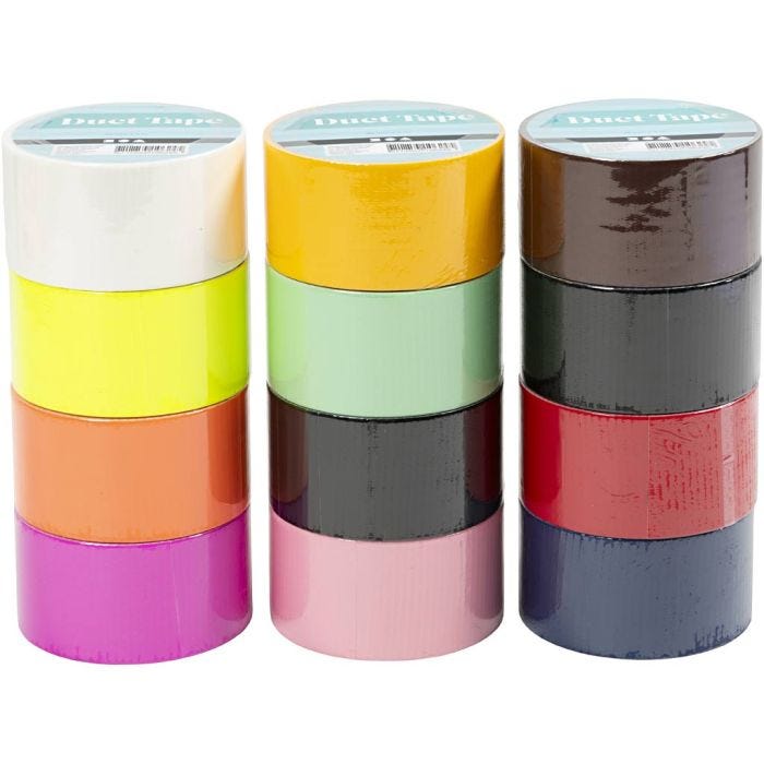 Klebeband, Einfarbig, B 48 mm, Sortierte Farben, 12x5 m/ 1 Pck