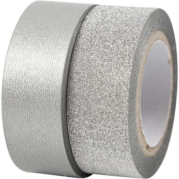 Design-Klebeband, B 15 mm, Silber, 2Rolle/ 1 Pck