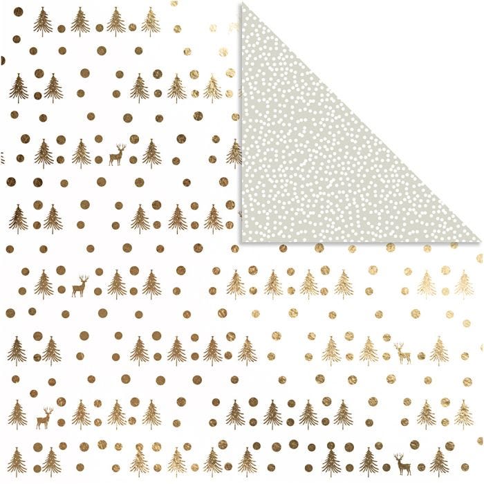 Design-Papier, Hirsche &amp; Punkte, Blatt 30,5x30,5 cm, 180 g, Gold, 3Bl./ 1 Pck