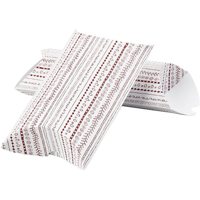 Faltbare Geschenkbox, Kritzeleien, Größe 18x15x6 cm, 300 g, Rot, 3Stk/ 1 Pck