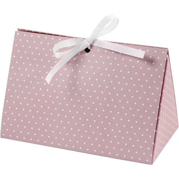 Geschenkverpackung, Punkte, Größe 15x7x8 cm, 250 g, Rosa, Weiß, 3Stk/ 1 Pck