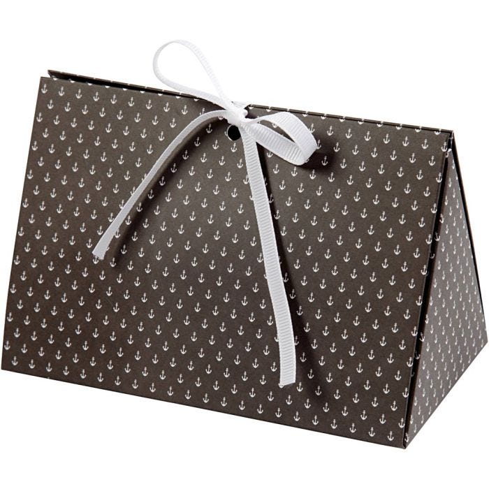 Geschenkverpackung, Anker, Größe 15x7x8 cm, 250 g, Dunkelgrau, Weiß, 3Stk/ 1 Pck