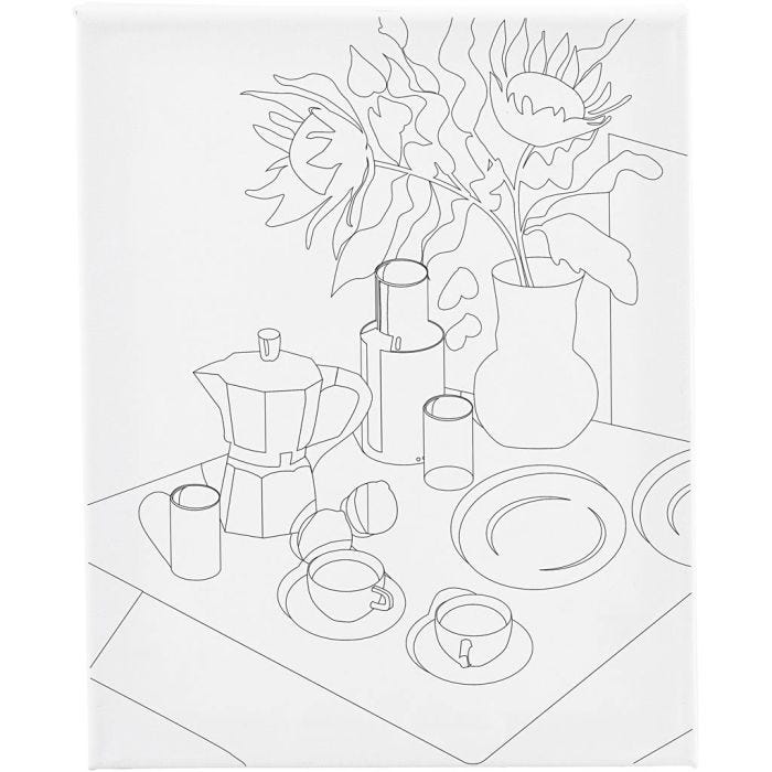 Mal-Leinwand mit Aufdruck, Frühstückstisch, T 1,6 cm, Größe 24x30 cm, 360 g, 1 Stk