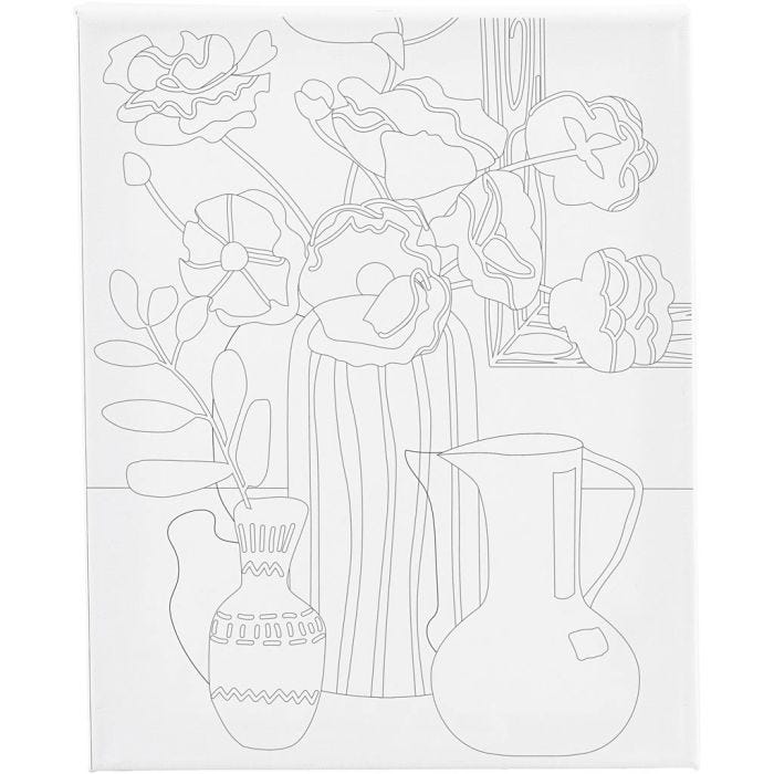 Mal-Leinwand mit Aufdruck, Blumenstillleben, T 1,6 cm, Größe 24x30 cm, 360 g, 1 Stk