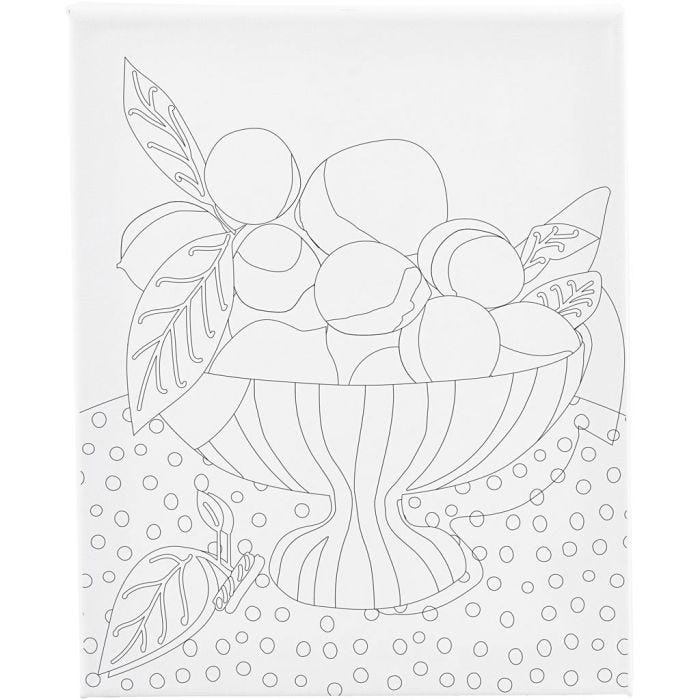 Mal-Leinwand mit Aufdruck, Obstschale, T 1,6 cm, Größe 24x30 cm, 360 g, 1 Stk