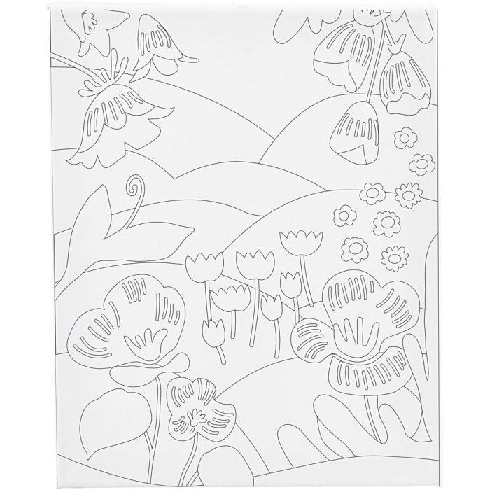 Mal-Leinwand mit Aufdruck, Blumenlandschaft, T 1,6 cm, Größe 24x30 cm, 360 g, 1 Stk