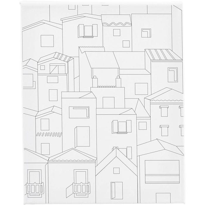 Mal-Leinwand mit Aufdruck, Stadt, T 1,6 cm, Größe 24x30 cm, 360 g, 1 Stk