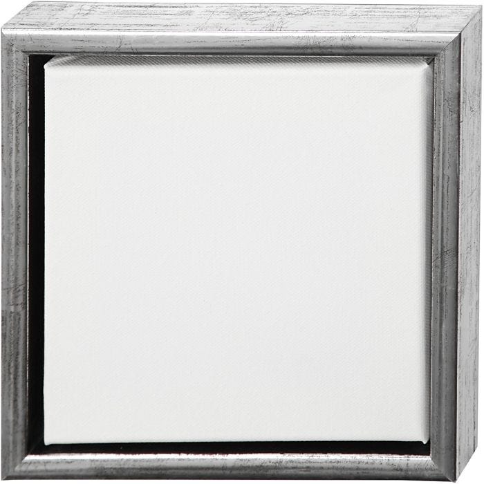 Leinwand mit Holzrahmen, Größe 20x20 cm, 360 g, Antiksilber, Weiß, 1 Stk