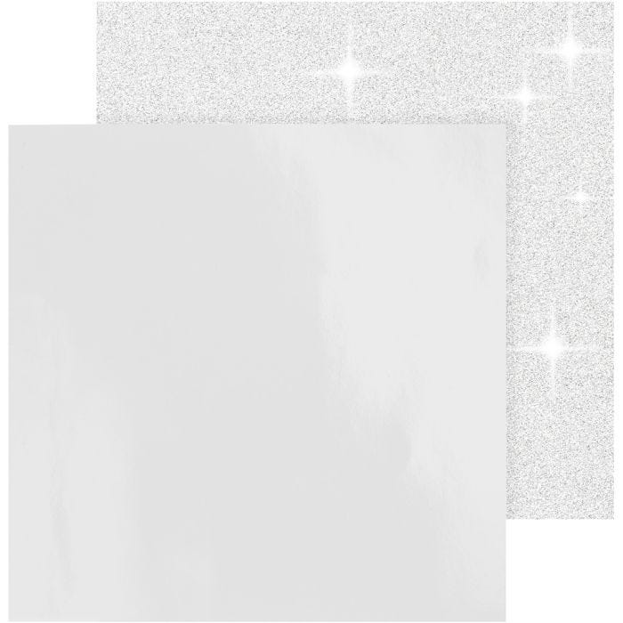 Design-Papier, Blatt 30,5x30,5 cm, 120+128 g, Weiß, 2Bl./ 1 Pck