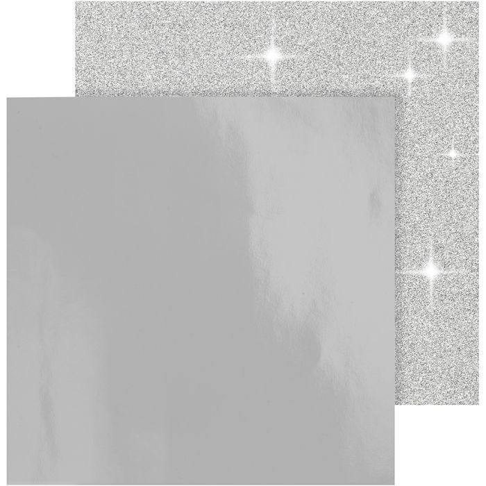 Design-Papier, Blatt 30,5x30,5 cm, 120+128 g, Silber, 2Bl./ 1 Pck