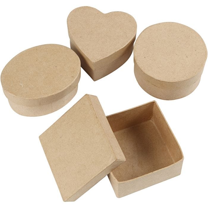 Mittelgroße Schachteln, H 5 cm, D 10-12 cm, 4 Stk/ 1 Pck