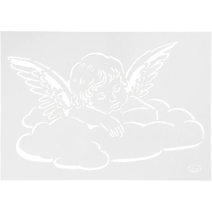 Schablone, Engel auf Wolke, A4, Blatt 210x297 mm, 1 Stk