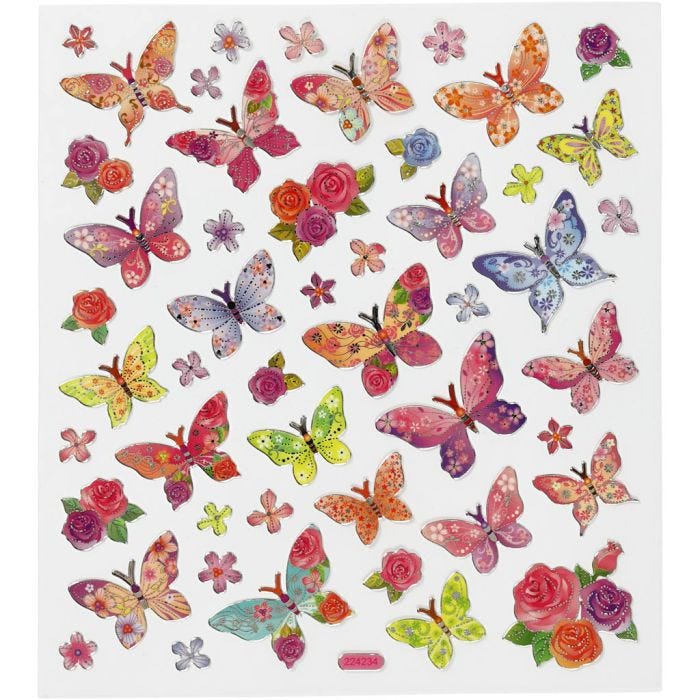 Sticker, Schmetterlinge, Blatt 15x16,5 cm, 1 Bl.