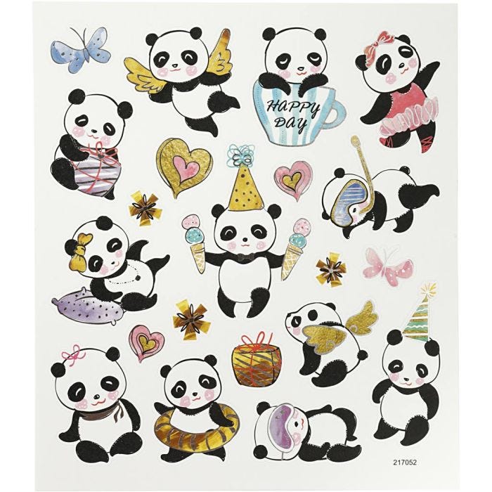 Sticker, Pandas, Blatt 15x16,5 cm, 1 Bl.