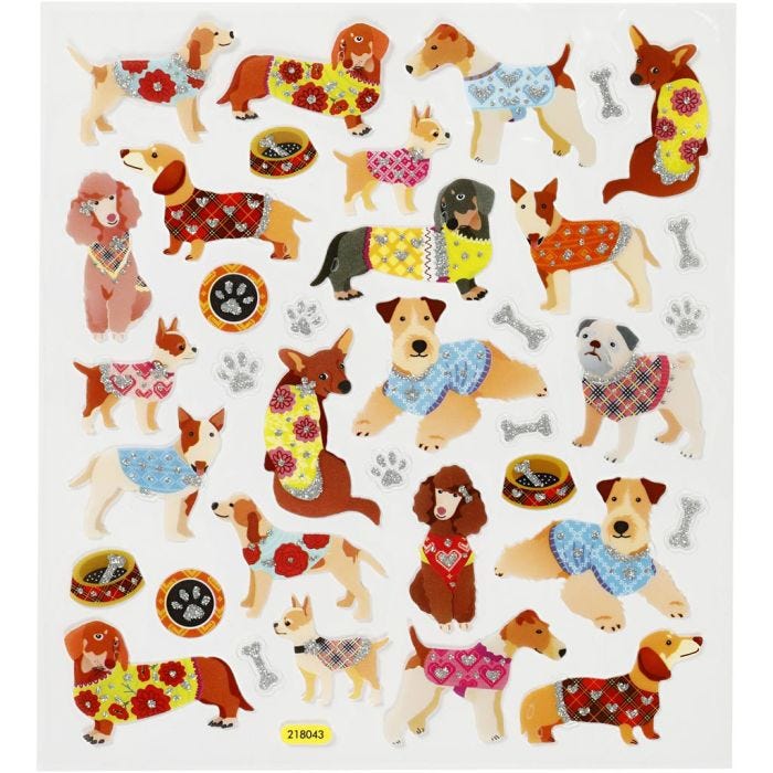 Sticker, Hunde, Blatt 15x16,5 cm, 1 Bl.
