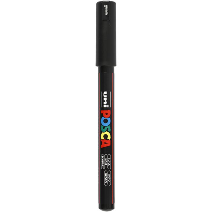 Posca Marker , Nr. PC-1MR, Strichstärke 0,7 mm, extrafein, Schwarz, 1 Stk