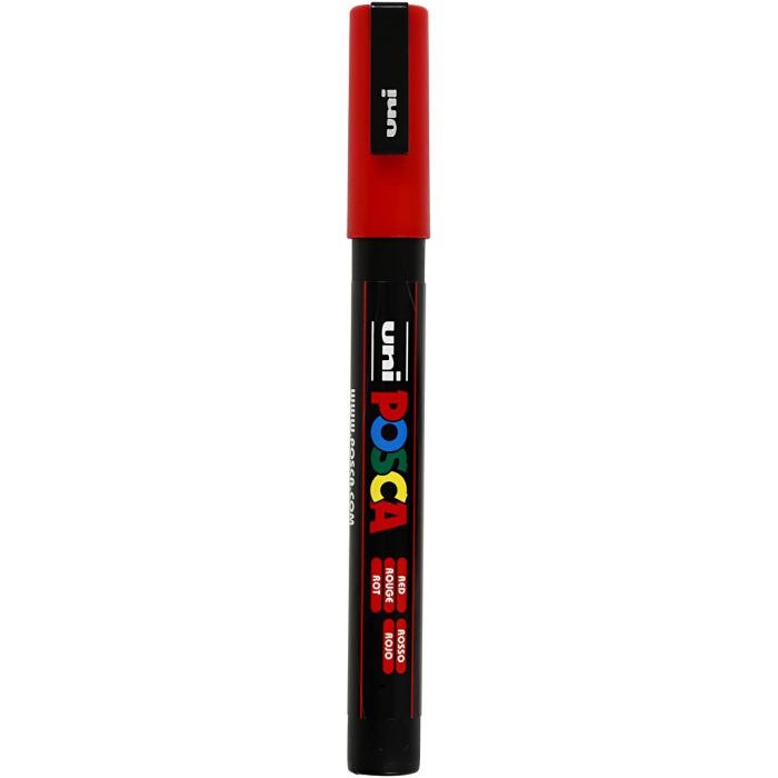 Posca Marker , Nr. PC-3M, Strichstärke 0,9-1,3 mm, fein, Rot, 1 Stk