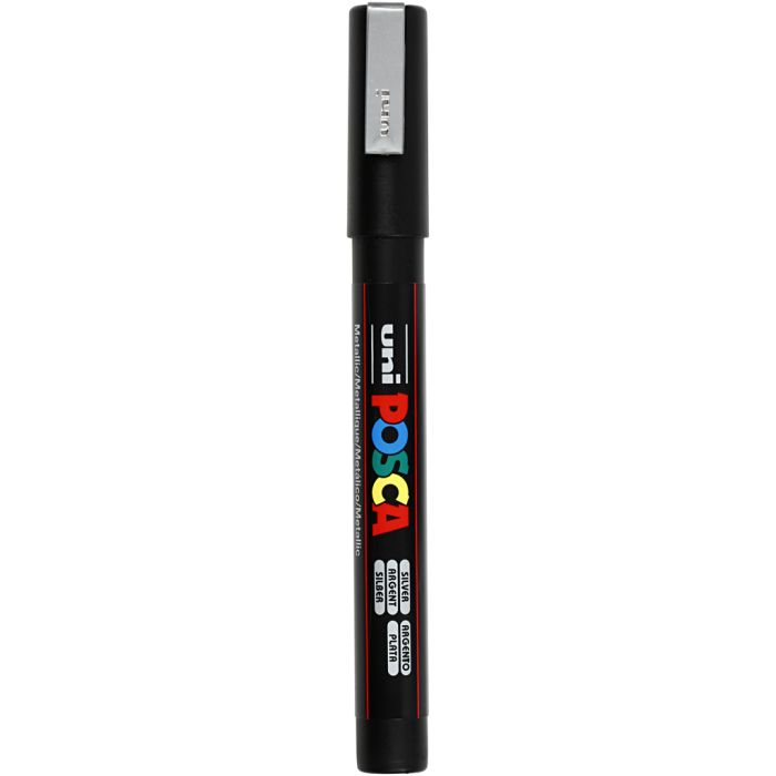 Posca Marker , Nr. PC-3M, Strichstärke 0,9-1,3 mm, fein, Silber, 1 Stk