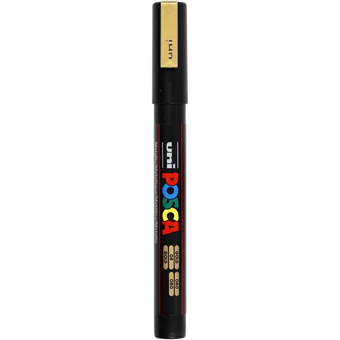 Posca Marker , Nr. PC-3M, Strichstärke 0,9-1,3 mm, fein, Gold, 1 Stk
