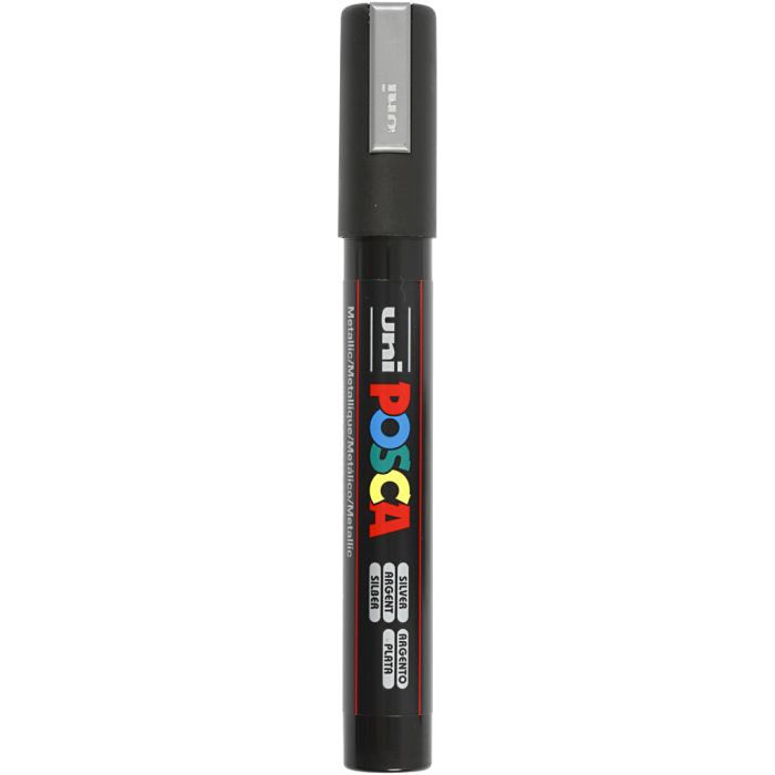 Posca Marker , Nr. PC-5M, Strichstärke 2,5 mm, Medium, Silber, 1 Stk