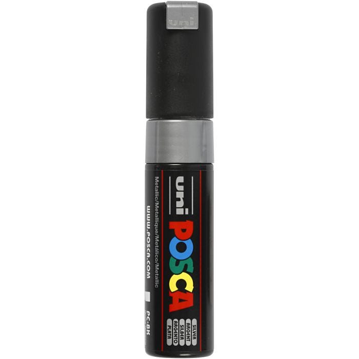 Posca Marker , Nr. PC-8K, Strichstärke 8 mm, breit, Silber, 1 Stk