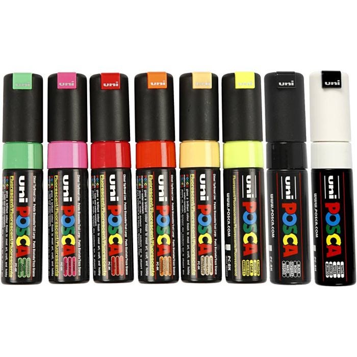 Posca Marker , Nr. PC-8K, Strichstärke 8 mm, Sortierte Farben, 8 Stk/ 1 Pck