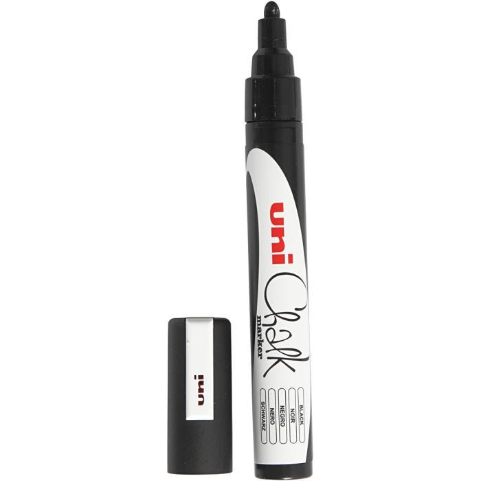 Kreide-Marker, Strichstärke 1,8-2,5, Schwarz, 1 Stk