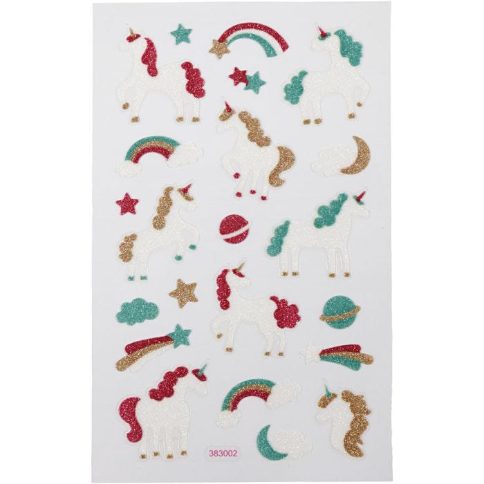 Glitzer-Sticker, Einhorn, Blatt 10x16 cm, 1 Bl.
