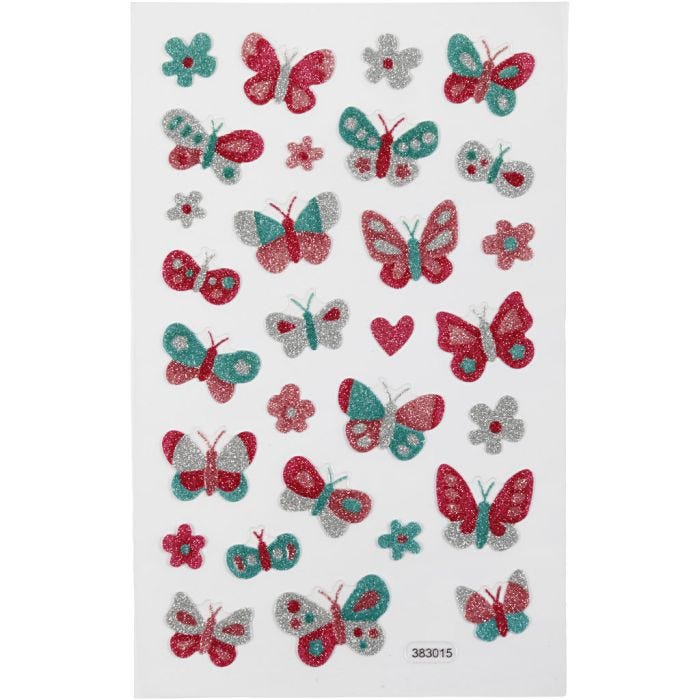 Glitzer-Sticker, Schmetterlinge, Blatt 10x16 cm, 1 Bl.