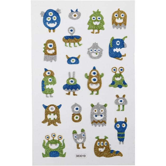 Glitzer-Sticker, Aliens, Blatt 10x16 cm, 1 Bl.