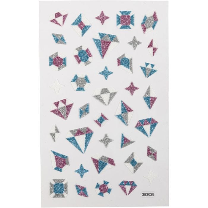 Glitzer-Sticker, Diamanten, Blatt 10x16 cm, 1 Bl.