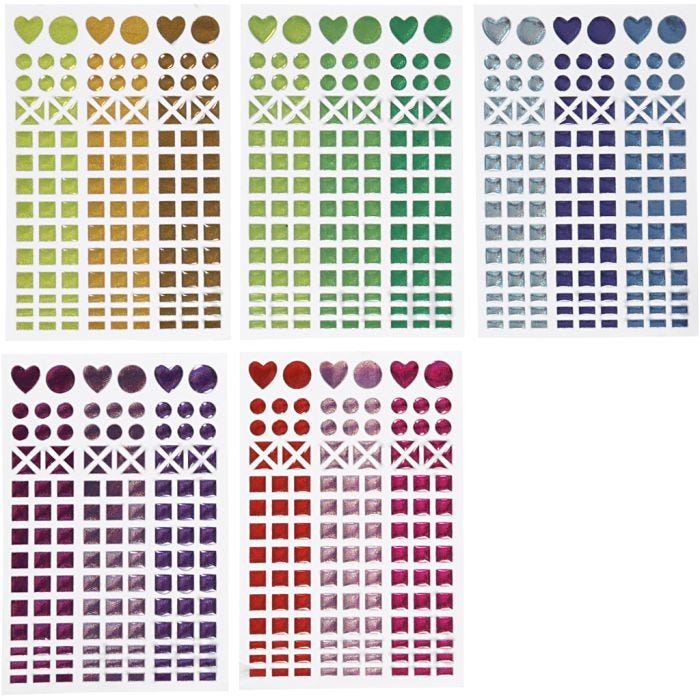 Mosaik-Sticker, D 8-14 mm, Blatt 11x16,5 cm, Sortierte Farben, 10 Bl./ 1 Pck