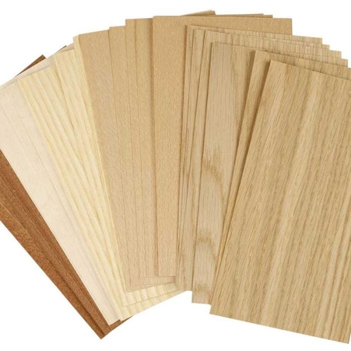Bambus-Furnierplatten, Blatt 12x22 cm, Dicke 0,75 mm, 30Bl. sort./ 1 Pck