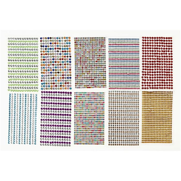 Strassstein-Sticker, 4-6 mm, 16x9,5 cm, Sortierte Farben, 10Bl./ 1 Pck