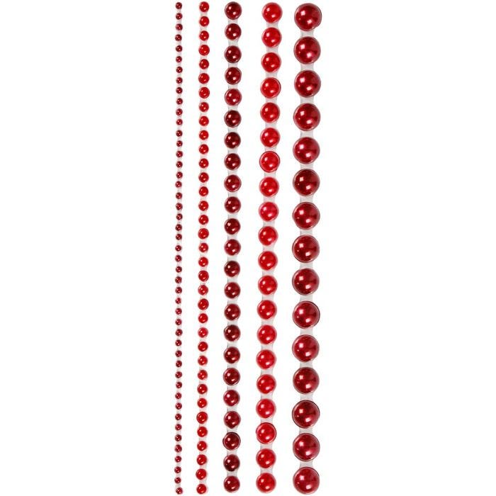 Halbperlen, Größe 2-8 mm, Rot, 140 Stk/ 1 Pck