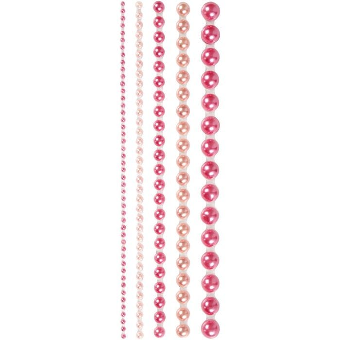 Halbperlen, Größe 2-8 mm, Pink, 140 Stk/ 1 Pck