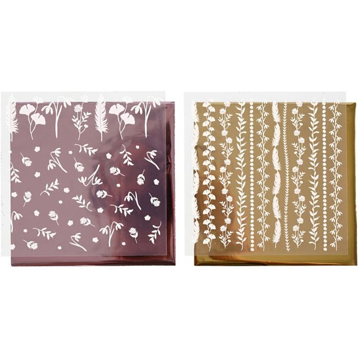 Dekofolie mit Transferblatt, Blatt 15x15 cm, 2x2 Bl./ 1 Pck